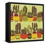 Succulents Garden - Seamless Pattern-LunaSolvo-Framed Stretched Canvas