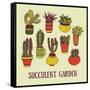 Succulents Garden-LunaSolvo-Framed Stretched Canvas