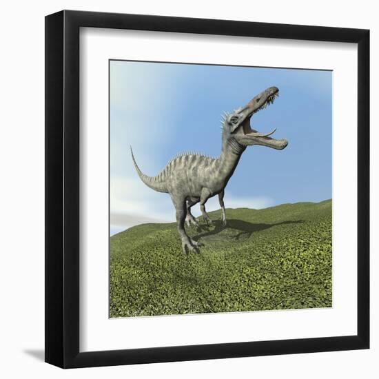 Suchomimus Dinosaur Roaring-null-Framed Art Print