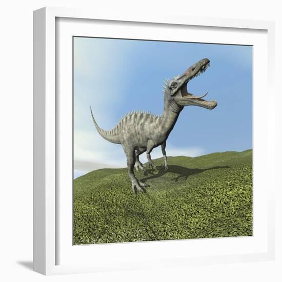 Suchomimus Dinosaur Roaring-null-Framed Art Print