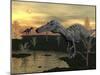 Suchomimus Dinosaurs Walking Next to Pond at Sunset-Stocktrek Images-Mounted Art Print