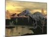 Suchomimus Dinosaurs Walking Next to Pond at Sunset-Stocktrek Images-Mounted Art Print