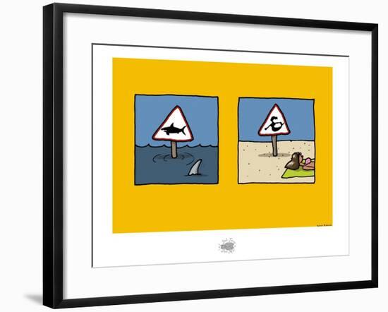 Sud-Mer-Sud-Terre - Dangers de la plage-Sylvain Bichicchi-Framed Art Print