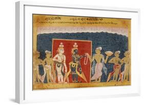 Sudama Offers a Garland to Krishna-null-Framed Art Print