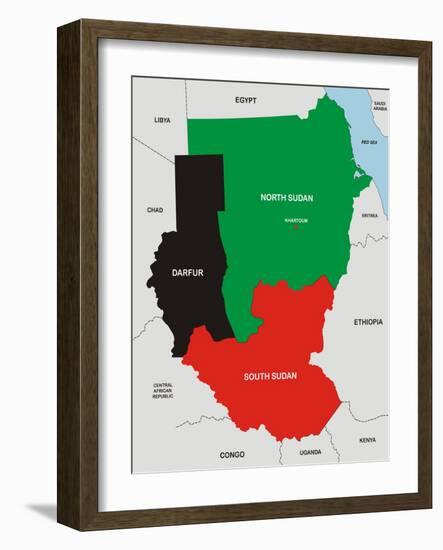 Sudan Map-tony4urban-Framed Art Print