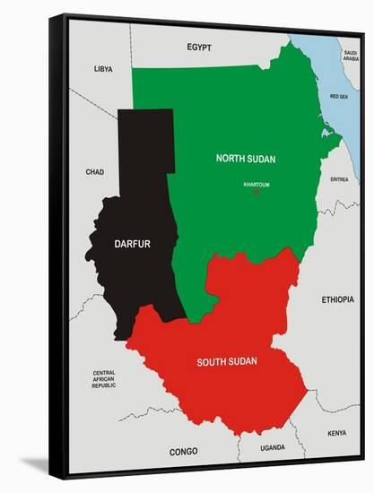Sudan Map-tony4urban-Framed Stretched Canvas
