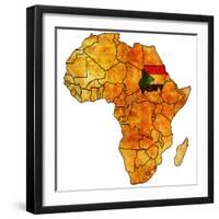 Sudan on Actual Map of Africa-michal812-Framed Premium Giclee Print