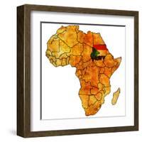 Sudan on Actual Map of Africa-michal812-Framed Art Print