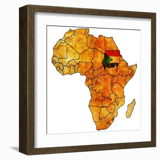 Sudan on Actual Map of Africa-michal812-Framed Art Print