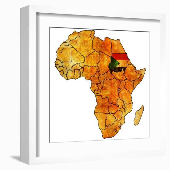 Sudan on Actual Map of Africa-michal812-Framed Art Print