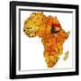 Sudan on Actual Map of Africa-michal812-Framed Art Print