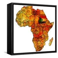Sudan on Actual Map of Africa-michal812-Framed Stretched Canvas