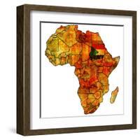 Sudan on Actual Map of Africa-michal812-Framed Art Print