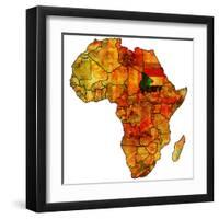 Sudan on Actual Map of Africa-michal812-Framed Art Print