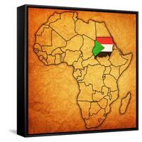 Sudan on Actual Map of Africa-michal812-Framed Stretched Canvas