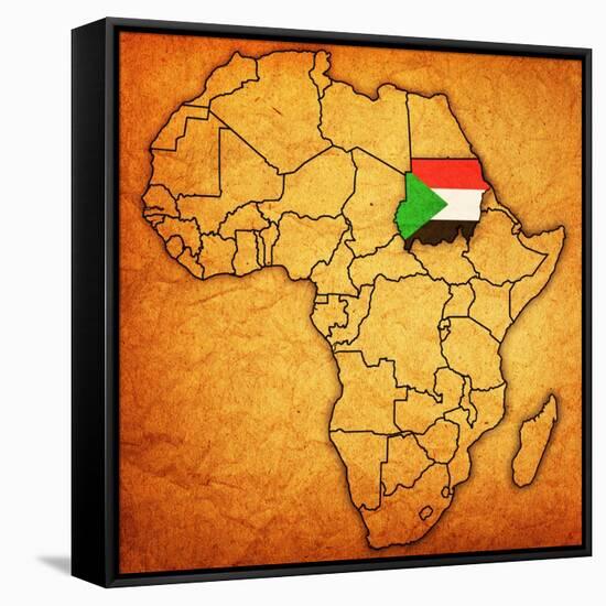 Sudan on Actual Map of Africa-michal812-Framed Stretched Canvas