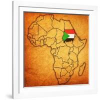 Sudan on Actual Map of Africa-michal812-Framed Art Print