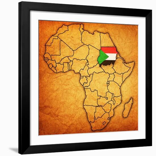 Sudan on Actual Map of Africa-michal812-Framed Art Print