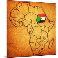 Sudan on Actual Map of Africa-michal812-Mounted Art Print