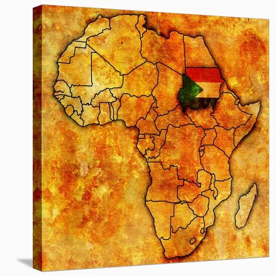 Sudan on Actual Map of Africa-michal812-Stretched Canvas