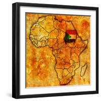 Sudan on Actual Map of Africa-michal812-Framed Art Print