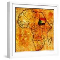 Sudan on Actual Map of Africa-michal812-Framed Art Print