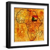 Sudan on Actual Map of Africa-michal812-Framed Art Print