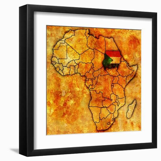 Sudan on Actual Map of Africa-michal812-Framed Art Print