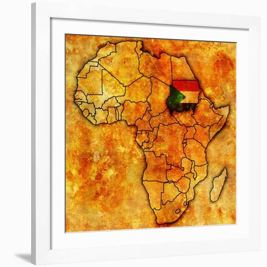 Sudan on Actual Map of Africa-michal812-Framed Art Print