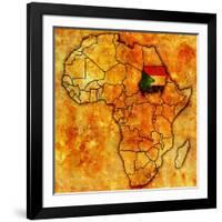 Sudan on Actual Map of Africa-michal812-Framed Art Print