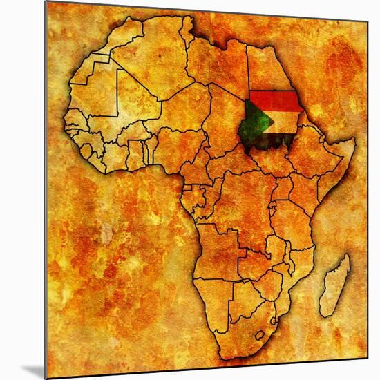 Sudan on Actual Map of Africa-michal812-Mounted Art Print