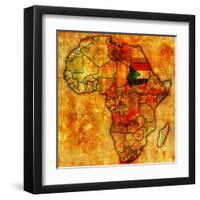 Sudan on Actual Map of Africa-michal812-Framed Art Print