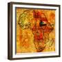 Sudan on Actual Map of Africa-michal812-Framed Art Print