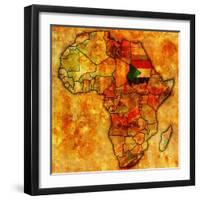 Sudan on Actual Map of Africa-michal812-Framed Art Print