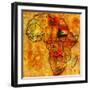 Sudan on Actual Map of Africa-michal812-Framed Art Print