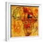 Sudan on Actual Map of Africa-michal812-Framed Art Print