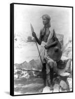 Sudan Warrior with Spear Photograph - Sudan-Lantern Press-Framed Stretched Canvas