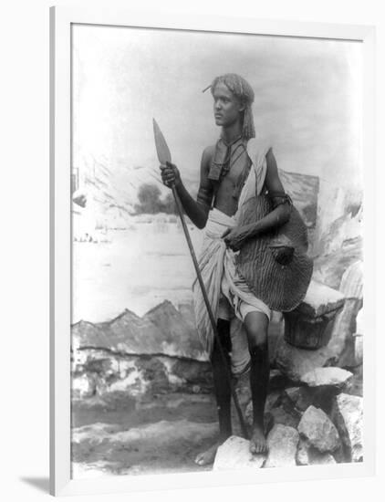 Sudan Warrior with Spear Photograph - Sudan-Lantern Press-Framed Art Print