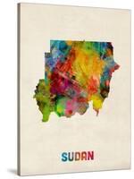 Sudan Watercolor Map-Michael Tompsett-Stretched Canvas