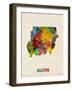 Sudan Watercolor Map-Michael Tompsett-Framed Art Print