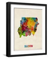 Sudan Watercolor Map-Michael Tompsett-Framed Art Print