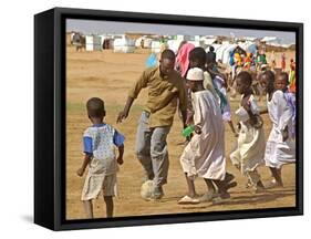 Sudanese Displaced Children Play Soccer at Abu Shouk Camp-null-Framed Stretched Canvas