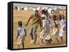 Sudanese Displaced Children Play Soccer at Abu Shouk Camp-null-Framed Stretched Canvas