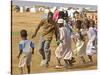 Sudanese Displaced Children Play Soccer at Abu Shouk Camp-null-Stretched Canvas