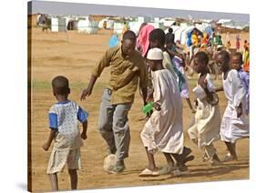 Sudanese Displaced Children Play Soccer at Abu Shouk Camp-null-Stretched Canvas