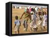 Sudanese Displaced Children Play Soccer at Abu Shouk Camp-null-Framed Stretched Canvas