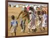 Sudanese Displaced Children Play Soccer at Abu Shouk Camp-null-Framed Photographic Print