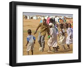 Sudanese Displaced Children Play Soccer at Abu Shouk Camp-null-Framed Photographic Print