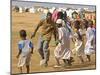 Sudanese Displaced Children Play Soccer at Abu Shouk Camp-null-Mounted Photographic Print