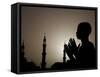 Sudanese Muslim Boy Prays in Front of a Mosque in Sudan-null-Framed Stretched Canvas